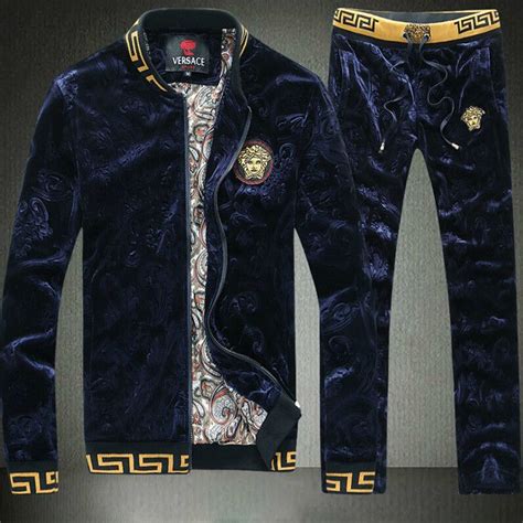 blue versace tracksuit mens|versace velour tracksuit men.